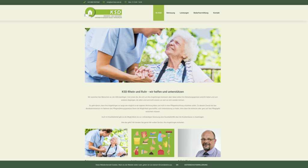 Webseite für den medizinischen Dienst KSD Rhein Ruhr - www.ksd-rhein-ruhr.de